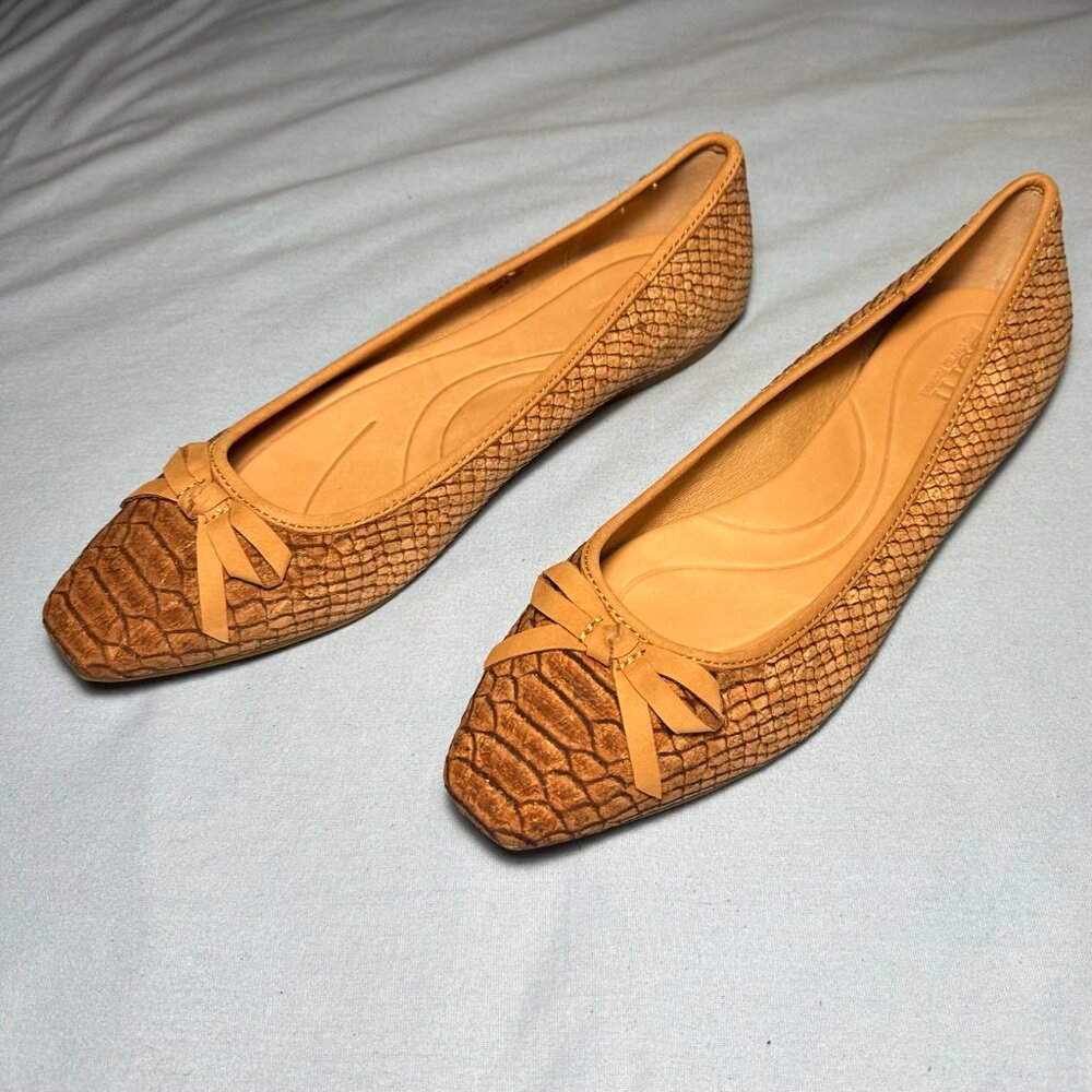 BORN Cork Upper Snake Print Tan Slip On Ballet Flats Shoes - Picture 8 of 10